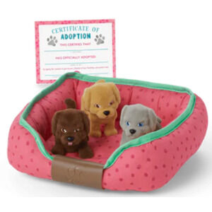 American Girl ALL THE PUPPIES SET 3 Puppy Dog Magnetic Toys + Pet Bed + Adoption